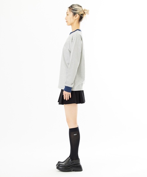 X-girl（エックスガール）の「GUMMED TAPE PRINT L/S TEE（Tシャツ/カットソー・レディース・アッシュ/ブラック/ピンク・S/M/L/XL）」の14枚目の写真