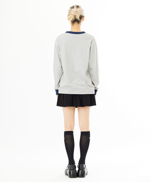 X-girl（エックスガール）の「GUMMED TAPE PRINT L/S TEE（Tシャツ/カットソー・レディース・アッシュ/ブラック/ピンク・S/M/L/XL）」の15枚目の写真