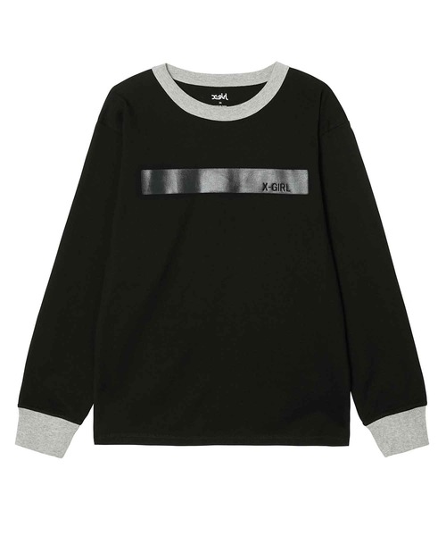 X-girl（エックスガール）の「GUMMED TAPE PRINT L/S TEE（Tシャツ/カットソー・レディース・アッシュ/ブラック/ピンク・S/M/L/XL）」の18枚目の写真