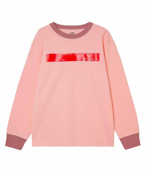 X-girl（エックスガール）の「GUMMED TAPE PRINT L/S TEE（Tシャツ/カットソー・レディース・アッシュ/ブラック/ピンク・S/M/L/XL）」の20枚目の写真