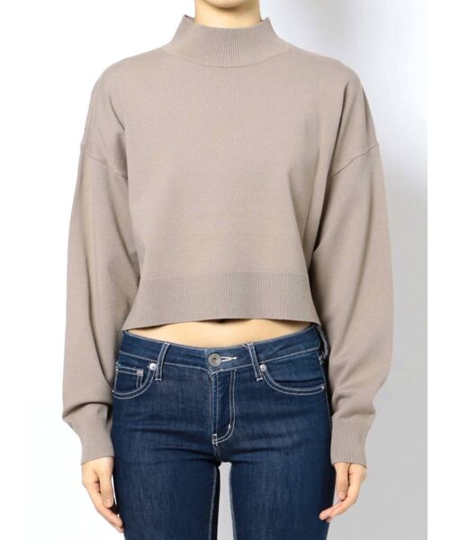 GYDA（ジェイダ）の「【セットアップ着用可】サイドスリットボトルネック ショートニットトップス（ニット/セーター・レディース・アイボリー/ブラック/ベージュ・FREE）」の9枚目の写真