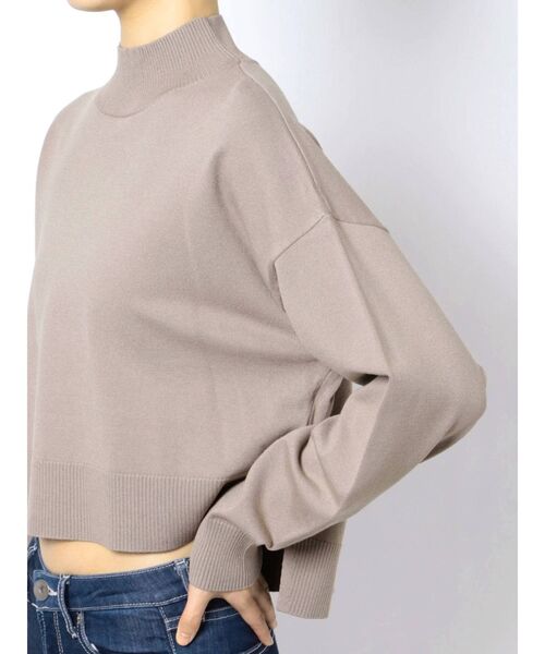 GYDA（ジェイダ）の「【セットアップ着用可】サイドスリットボトルネック ショートニットトップス（ニット/セーター・レディース・アイボリー/ブラック/ベージュ・FREE）」の13枚目の写真