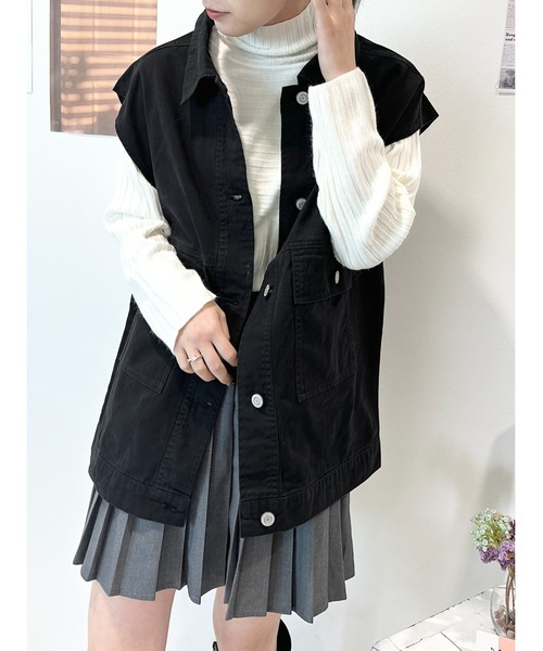 CECIL McBEE(セシルマクビー)の「ツイルベストGジャン(その他アウター・レディース・カーキ/ブロンズ・MEDIUM/LARGE)」の2枚目の写真