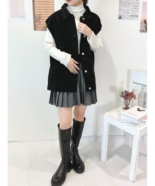 CECIL McBEE(セシルマクビー)の「ツイルベストGジャン(その他アウター・レディース・カーキ/ブロンズ・MEDIUM/LARGE)」の5枚目の写真