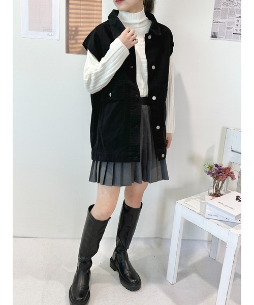 CECIL McBEE(セシルマクビー)の「ツイルベストGジャン(その他アウター・レディース・カーキ/ブロンズ・MEDIUM/LARGE)」の6枚目の写真