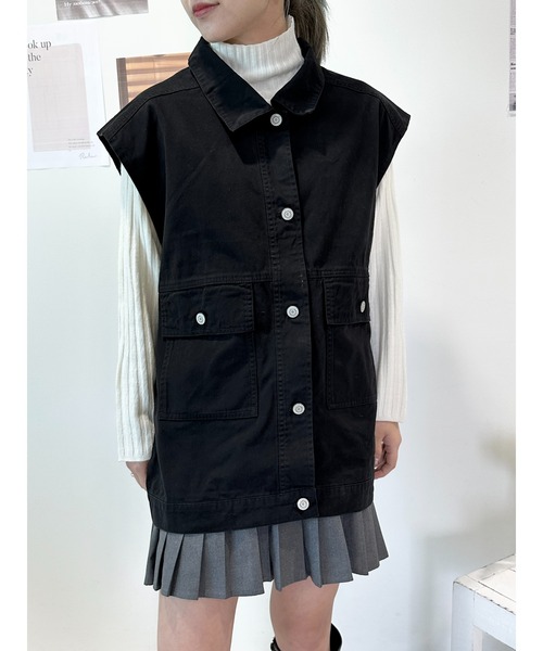 CECIL McBEE(セシルマクビー)の「ツイルベストGジャン(その他アウター・レディース・カーキ/ブロンズ・MEDIUM/LARGE)」の9枚目の写真