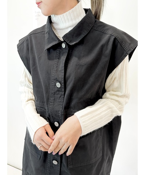 CECIL McBEE(セシルマクビー)の「ツイルベストGジャン(その他アウター・レディース・カーキ/ブロンズ・MEDIUM/LARGE)」の11枚目の写真