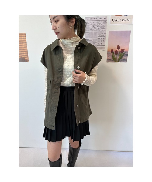 CECIL McBEE(セシルマクビー)の「ツイルベストGジャン(その他アウター・レディース・カーキ/ブロンズ・MEDIUM/LARGE)」の14枚目の写真