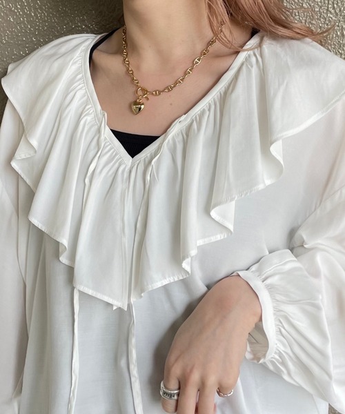 Ray BEAMS(レイビームス)の「マリンチェーン マンテル ハート ネックレス(ネックレス・レディース・シルバー/ゴールド・ONE SIZE)」の5枚目の写真