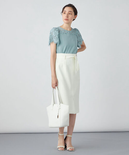 NOLLEY’S Sophi（ノーリーズソフィ）の「レース切り替えプルオーバーニット（ニット/セーター・レディース・グレイッシュベージュ/ミント/オフホワイト・38）」の7枚目の写真