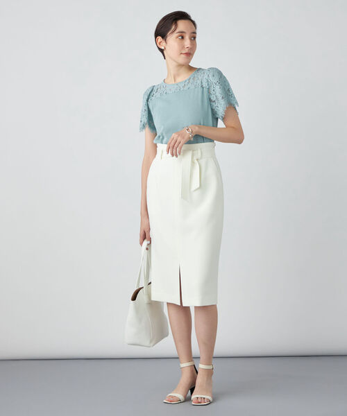 NOLLEY’S Sophi（ノーリーズソフィ）の「レース切り替えプルオーバーニット（ニット/セーター・レディース・グレイッシュベージュ/ミント/オフホワイト・38）」の8枚目の写真