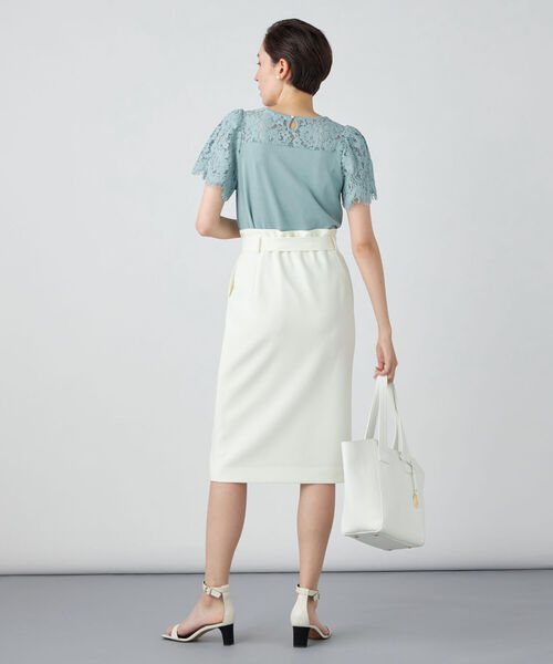 NOLLEY’S Sophi（ノーリーズソフィ）の「レース切り替えプルオーバーニット（ニット/セーター・レディース・グレイッシュベージュ/ミント/オフホワイト・38）」の9枚目の写真