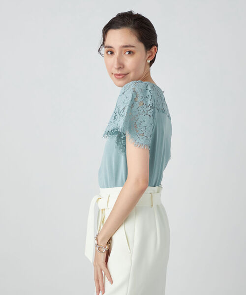 NOLLEY’S Sophi（ノーリーズソフィ）の「レース切り替えプルオーバーニット（ニット/セーター・レディース・グレイッシュベージュ/ミント/オフホワイト・38）」の12枚目の写真