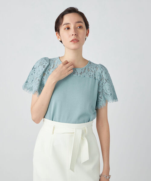 NOLLEY’S Sophi（ノーリーズソフィ）の「レース切り替えプルオーバーニット（ニット/セーター・レディース・グレイッシュベージュ/ミント/オフホワイト・38）」の16枚目の写真