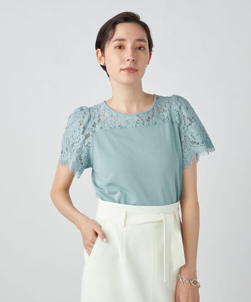 NOLLEY’S Sophi（ノーリーズソフィ）の「レース切り替えプルオーバーニット（ニット/セーター・レディース・グレイッシュベージュ/ミント/オフホワイト・38）」の17枚目の写真