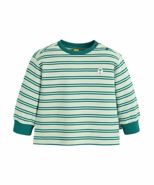 moimoln（モイモルン）の「【SOFT&】ボーダーミニ裏毛トップス（Tシャツ/カットソー・キッズ・ピンク/グリーン/オレンジ/ブルー・90cm/100cm/110cm/120cm/130cm）」の2枚目の写真