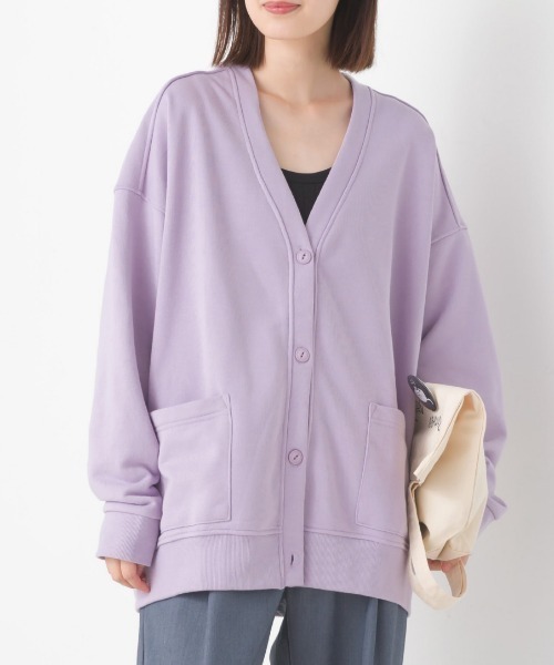 OMNES（オムネス）の「裏毛Ｖネックカーディガン長袖（カーディガン/ボレロ・レディース・ラベンダー/アイボリー/ブラック/ブルー/オートミール/ミント/チャコール・FREE）」の7枚目の写真