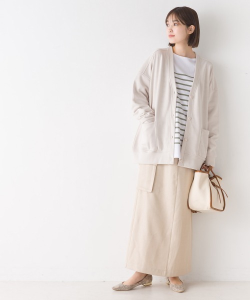 OMNES（オムネス）の「裏毛Ｖネックカーディガン長袖（カーディガン/ボレロ・レディース・ラベンダー/アイボリー/ブラック/ブルー/オートミール/ミント/チャコール・FREE）」の8枚目の写真