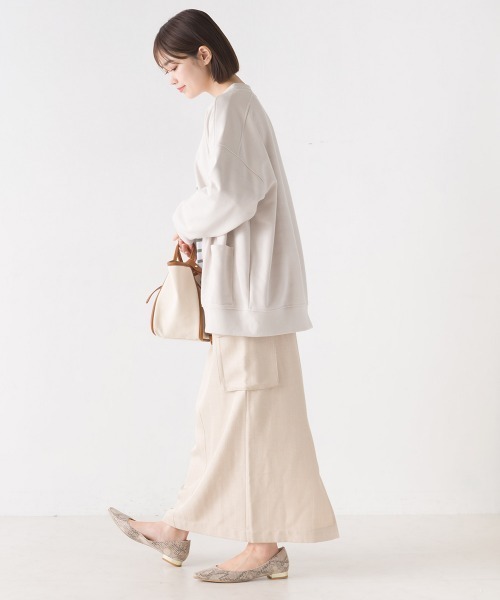 OMNES（オムネス）の「裏毛Ｖネックカーディガン長袖（カーディガン/ボレロ・レディース・ラベンダー/アイボリー/ブラック/ブルー/オートミール/ミント/チャコール・FREE）」の12枚目の写真