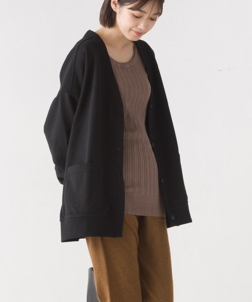 OMNES（オムネス）の「裏毛Ｖネックカーディガン長袖（カーディガン/ボレロ・レディース・ラベンダー/アイボリー/ブラック/ブルー/オートミール/ミント/チャコール・FREE）」の15枚目の写真