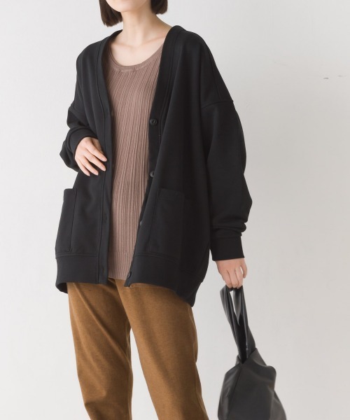 OMNES（オムネス）の「裏毛Ｖネックカーディガン長袖（カーディガン/ボレロ・レディース・ラベンダー/アイボリー/ブラック/ブルー/オートミール/ミント/チャコール・FREE）」の16枚目の写真