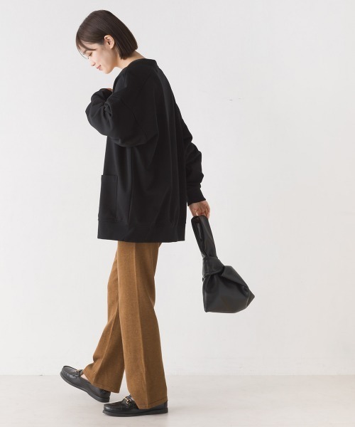 OMNES（オムネス）の「裏毛Ｖネックカーディガン長袖（カーディガン/ボレロ・レディース・ラベンダー/アイボリー/ブラック/ブルー/オートミール/ミント/チャコール・FREE）」の17枚目の写真