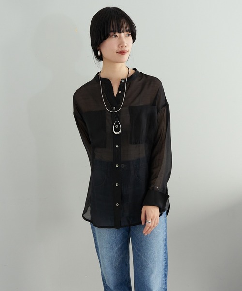 SHENERY（シーナリー）の「サイドスリットオーガンジーシャツ（シャツ/ブラウス・レディース・ブラック/ベージュ/オフホワイト・FREE）」の12枚目の写真