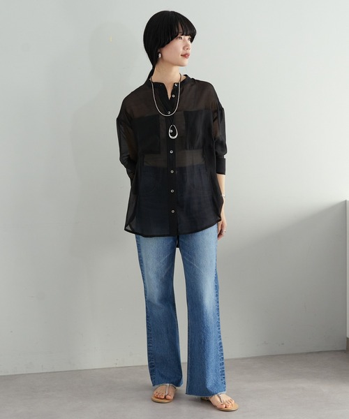 SHENERY（シーナリー）の「サイドスリットオーガンジーシャツ（シャツ/ブラウス・レディース・ブラック/ベージュ/オフホワイト・FREE）」の18枚目の写真