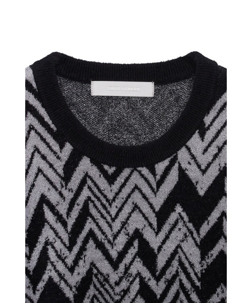 HIGH STREET(ハイストリート)の「HIGH STREET∴グラデーションへリンボンモールクルーネックニット(ニット/セーター・メンズ・ブラック/グレー・L/M)」の6枚目の写真