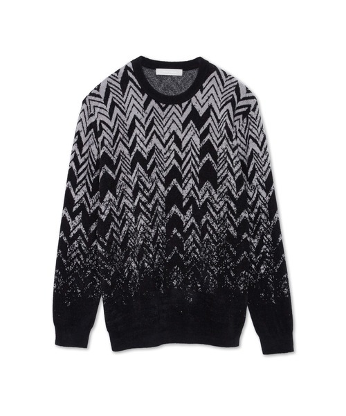 HIGH STREET(ハイストリート)の「HIGH STREET∴グラデーションへリンボンモールクルーネックニット(ニット/セーター・メンズ・ブラック/グレー・L/M)」の13枚目の写真