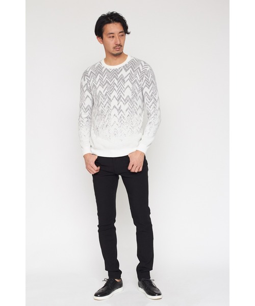 HIGH STREET(ハイストリート)の「HIGH STREET∴グラデーションへリンボンモールクルーネックニット(ニット/セーター・メンズ・ブラック/グレー・L/M)」の19枚目の写真