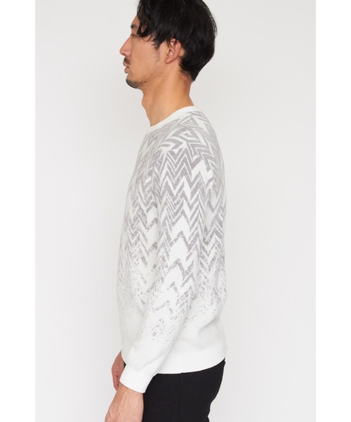 HIGH STREET(ハイストリート)の「HIGH STREET∴グラデーションへリンボンモールクルーネックニット(ニット/セーター・メンズ・ブラック/グレー・L/M)」の18枚目の写真