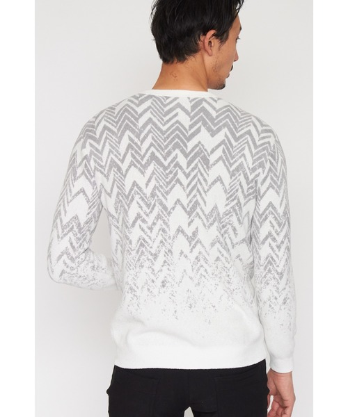 HIGH STREET(ハイストリート)の「HIGH STREET∴グラデーションへリンボンモールクルーネックニット(ニット/セーター・メンズ・ブラック/グレー・L/M)」の17枚目の写真