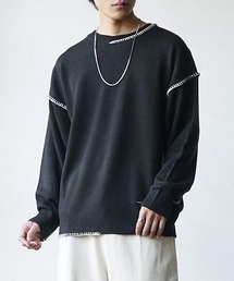 ハンドステッチクルーネックニット 秋服 メンズ