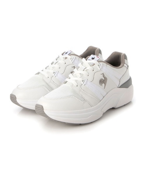 le coq sportif(ルコックスポルティフ)の「厚底チャンキースニーカー(LCS ブローニュ)(スニーカー・レディース・ホワイト/ベージュ/グレー/クリアブラック/サーモンピンク・25cm/24cm/24.5cm/22.5cm/23cm/23.5cm)」の2枚目の写真