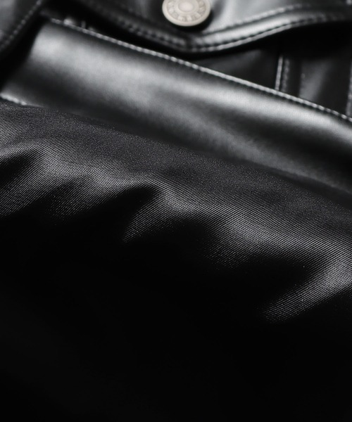 Guess（ゲス）の「GUESS/ゲス GO RAYMOND PU TRUCKER JACKET トラッカージャケット（ライダースジャケット・メンズ・ブラック・XL/L/M）」の22枚目の写真