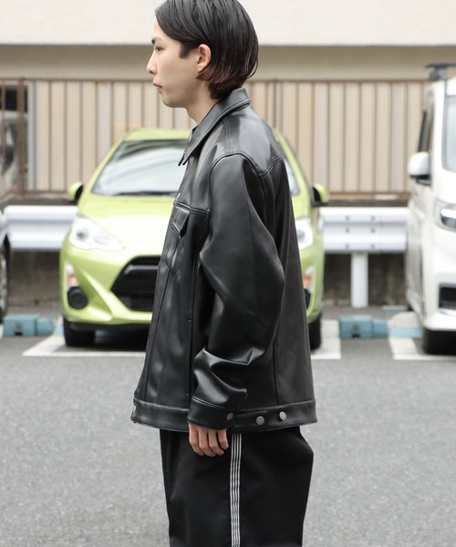 Guess（ゲス）の「GUESS/ゲス GO RAYMOND PU TRUCKER JACKET トラッカージャケット（ライダースジャケット・メンズ・ブラック・XL/L/M）」の12枚目の写真