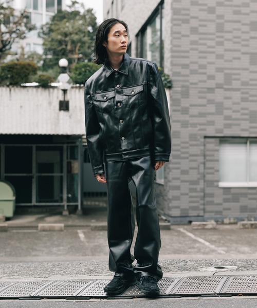 Guess（ゲス）の「GUESS/ゲス GO RAYMOND PU TRUCKER JACKET トラッカージャケット（ライダースジャケット・メンズ・ブラック・XL/L/M）」の5枚目の写真