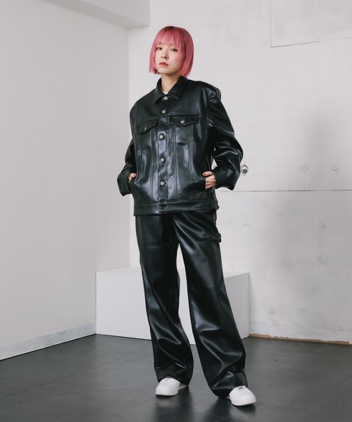 Guess（ゲス）の「GUESS/ゲス GO RAYMOND PU TRUCKER JACKET トラッカージャケット（ライダースジャケット・メンズ・ブラック・XL/L/M）」の10枚目の写真