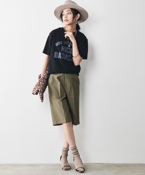 CHIC STYLE（シックスタイル）の「＜大きいサイズ＞綿１００％ハーフカーゴパンツ シックスタイル（カーゴパンツ・レディース・ブラック/カーキ・LL/3L/L/5L/4L）」の5枚目の写真