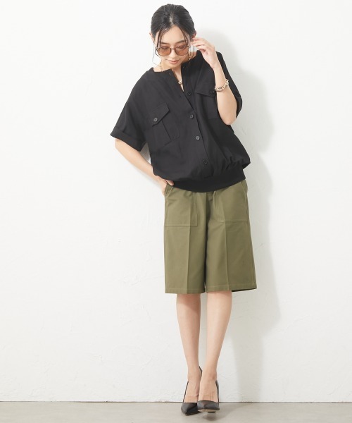 CHIC STYLE（シックスタイル）の「＜大きいサイズ＞綿１００％ハーフカーゴパンツ シックスタイル（カーゴパンツ・レディース・ブラック/カーキ・LL/3L/L/5L/4L）」の7枚目の写真