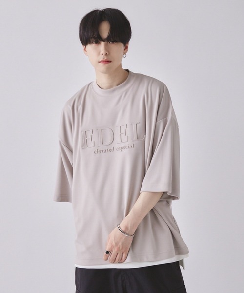 EDEL(エーデル)の「EDEL - エンボスロゴビッグシャツ(Tシャツ/カットソー・メンズ・ブルー/ブラック/グレイッシュベージュ・LARGE/MEDIUM)」の2枚目の写真