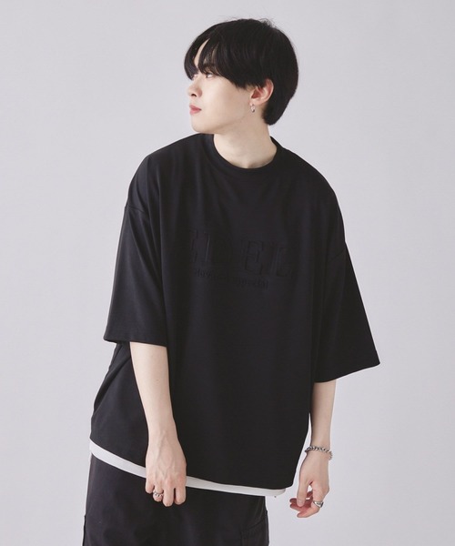 EDEL(エーデル)の「EDEL - エンボスロゴビッグシャツ(Tシャツ/カットソー・メンズ・ブルー/ブラック/グレイッシュベージュ・LARGE/MEDIUM)」の1枚目の写真