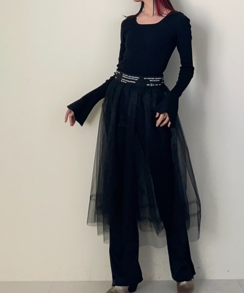 TEVALT(ヴァレット)の「シアースカート(スカート・レディース・オレンジ/グレー/ブラック・38)」の2枚目の写真