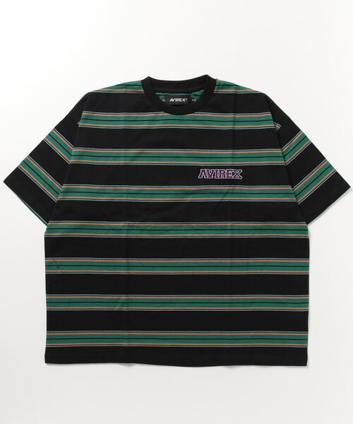 AVIREX(アヴィレックス)の「【直営店限定】BORDER LOGO SHIRT SLEEVE T-SHIRT / ボーダー ロゴ 半袖 Tシャツ / AVIREX / アヴィレックス(Tシャツ/カットソー・レディース・パープル/グリーン・L/M)」の1枚目の写真