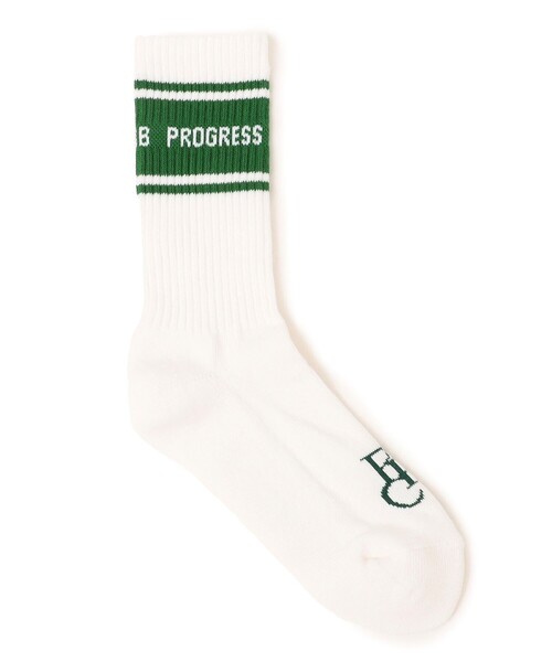 SHIPS(シップス)の「PROGRESS RUNNING CLUB:ワイド ライン ソックス(ソックス/靴下・レディース・ネイビー/グリーン・SMALL)」の2枚目の写真