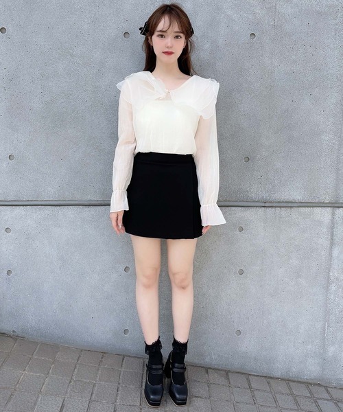 Rmine(アールマイン)の「シアーカラーブラウス(シャツ/ブラウス・レディース・ホワイト/ブラック・FREE)」の13枚目の写真