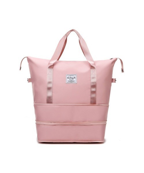 shopnikoniko(ショップニコニコ)の「トラベルバッグ 大容量 ボストン 折り畳み 2段階拡張 コンパクト ナイロン 旅行用 ボストンバッグ(スーツケース/キャリーバッグ・レディース・ブラック/グレー/ピンク・フリー)」の10枚目の写真