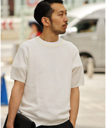 EDIFICE | ◇LINEN タックラグラン C/N 半袖ニット(ニット/セーター)