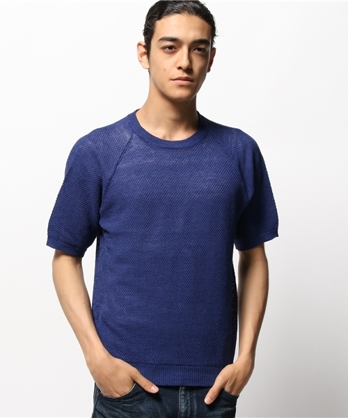 EDIFICE（エディフィス）の「◇LINEN タックラグラン C/N 半袖ニット（ニット/セーター・メンズ・アイボリー/キャメル/グリーン/ブルー系その他/ホワイト・44/46/48）」の20枚目の写真